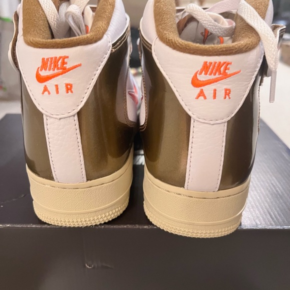 Air Force 1 Mid QS White/Total Orange And Brown - Picture 3 of 7